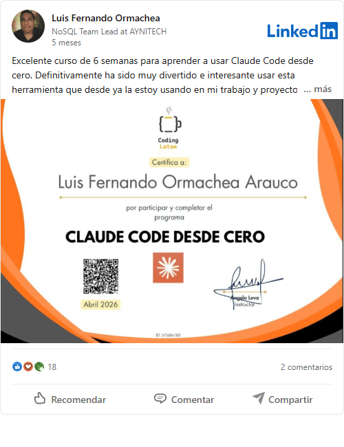 Testimonio de alumno en LinkedIn 3
